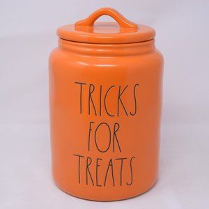 Rae Dunn Tricks For Treats Canister & Lid Halloween New Orange Ceramic Pets
